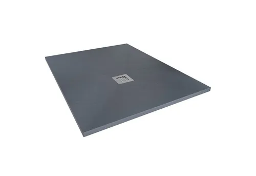 Aquabad Mineralguss Duschwanne 90x120cm - Anthrazit - Ebenerdige Duschwanne aus Mineralguss mit rutschfester Oberfläche in Schiefernoptik. Integriertes Gefälle für optimale Wasserableitung. Flache Einbauhöhe von nur 30mm - ideal für barrierefreien Zugang.