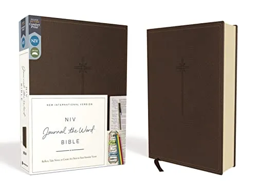 NIV Journal the Word Bible – Leathersoft, Braun, Rotdruck - Bibel für Notizen und kreative Gestaltung, ideal für persönliche Reflexion und Kunst neben Ihren Lieblingsversen. Perfekt für Kunst- und Kulturinteressierte.