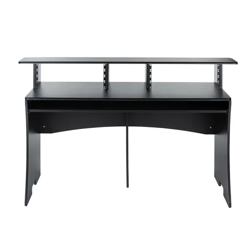 Fame Audio Recording Station black - Praktischer Studiotisch für Heim- und Projektstudios mit 8 HE Platz für 19" Geräte, ausziehbarer Keyboardauflage und ergonomischem Design für optimalen Workflow.