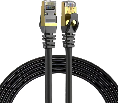 Elfcam Cat 7 Patchkabel 5 m, Netzwerkkabel RJ45 SFTP, 10 Gbit/s, 600 MHz, 100% Kupfer, geschirmt, Ethernet LAN Kabel für Router, PC, Konsole