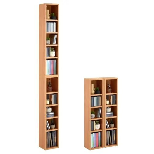 Caro-Möbel CD-Regal CHART - Medienregal für bis zu 160 CDs - Modulares CD-Regal aus 2 Elementen, ideal zur Aufbewahrung von bis zu 160 CDs. Schmale Bauweise und höhenverstellbare Fächer passen perfekt in kleine Räume.