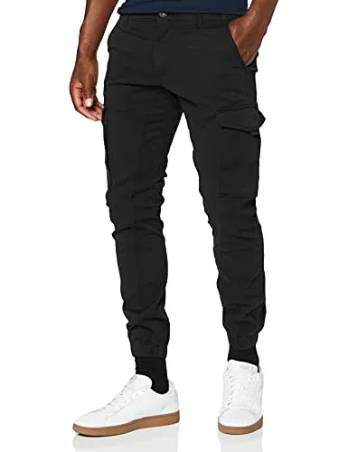 JACK&JONES PLUS JPSTPAUL JJFLAKE AKM 542 Black PS NOOS Pants - Wanderhosen im modernen Slim Fit, mittlere Taille, für ein angenehmes Tragegefühl und elegante Optik, ideal für aktive Outdoor-Abenteuer.