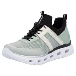 Rieker Damen Low-Top Sneaker M6061 - Bequeme Freizeitschuhe in grün Kombi - Damen-Sneaker mit flacher EVA-Sohle für optimalen Komfort und einen lässigen Look. Ideal für Freizeit und Alltag.