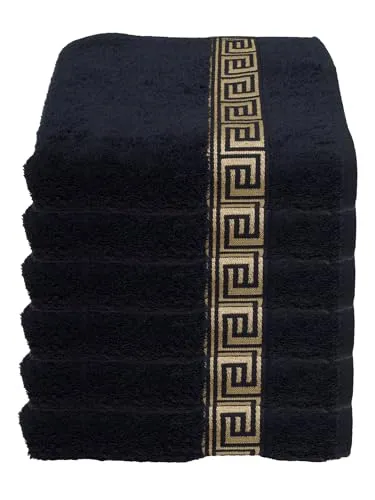 Julie Julsen Handtücher Set - 6 Stück in Schwarz-Gold - Hochwertige Baumwoll-Handtücher in elegantem Schwarz-Gold, 50 x 100 cm, mit 500 g/m² für optimale Saugfähigkeit und Flauschigkeit. Ideal für stilvolle Badezimmer.