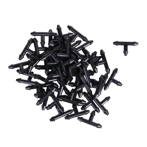 50Pcs 3/5mm Bewässerung Sprinkler T-Stück Schlauchverbinder - Praktische Schlauchverbinder für effiziente Mikro-Tropfbewässerung im Garten. Ideal für einfache Installation und zuverlässige Verbindung von Bewässerungsschläuchen.