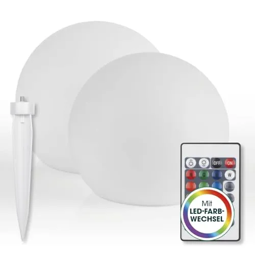 EASYmaxx LED Solarleuchte 2er-Set - Lampen - Stimmungsvolle Solar-Dekokugeln mit Farbwechsel und Tageslichtsensor für automatisches Ein- und Ausschalten, ideal für Gartenakzente.