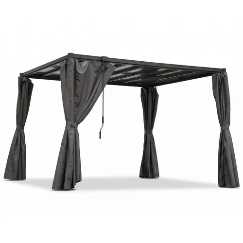 osoltus Lamellen-Pavillon Pergola Lamellendach 3 x 3,2 m mit Vorhang
