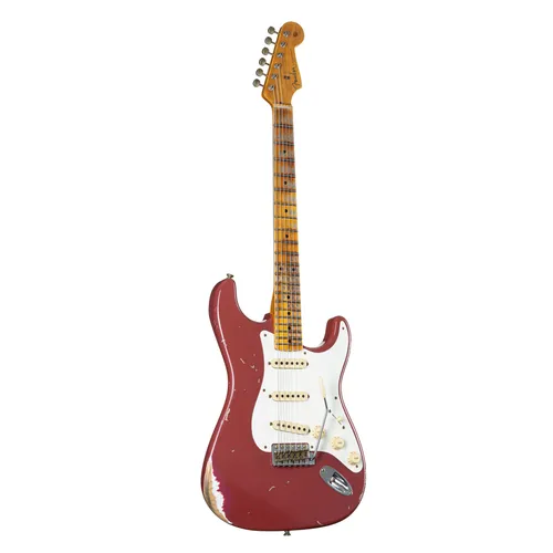 Fender 1957 Stratocaster Heavy Relic E-Gitarre - Faded Aged Cimarron Red - Handgefertigte E-Gitarre aus dem Fender Custom Shop mit Vintage-Look. Ausgewählte Hölzer, drei handgewickelte Single Coils und ein einzigartiges Heavy Relic-Finish sorgen für herausragenden Klang und Spielgefühl.