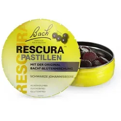 Nelsons GmbH BACHBLÜTEN Original Rescura Pastillen Schwarze Johannisbeere 50 g - Arzneimittel für mehr Gelassenheit im Alltag – zuckerfreie Pastillen mit Original Bach-Blütenmischung, ideal bei Prüfungsstress und Nervosität, perfekt für unterwegs.