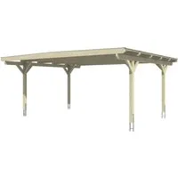 Doppelcarport SKAN HOLZ Odenwald 640 x 541 cm - Holz-Doppelcarport mit Flachdach, ideal für den wettergeschützten Parkraum und inkl. Pfostenanker für einfache Montage.