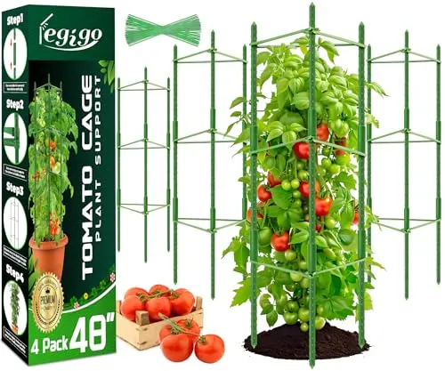Legigo Tomaten Rankhilfe für Gartenpflanzen – Gurken Rankhilfe Metall, Tomatentopf mit Rankgitter für Himbeeren, Blumen & Erbsen, 4er-Pack, 120 cm