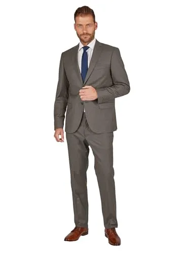 Steffen Klein Herren Anzug - Regular Fit - Größe 50 - Zweiteiler Business Anzug - Elastischer Komfort - Klassischer Schnitt - Taupe