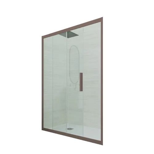 PORTA DOCCIA SCORREVOLE IN PVC KLARGLAS CHOCOLATE PROFIL 130 CM MOD. DECO - Elegante Duschabtrennung aus klarem Glas mit schokoladenfarbenem Profil, ideal für moderne Badezimmer. Mit einer Breite von 130 cm und einer Höhe von 200 cm sorgt sie für eine stilvolle Trennung von Nass- und Trockenbereichen.