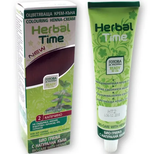 Herbal Time Bio Henna Haarfarbe Creme Color Pflanzen Cappuccino Haarfärbemittel