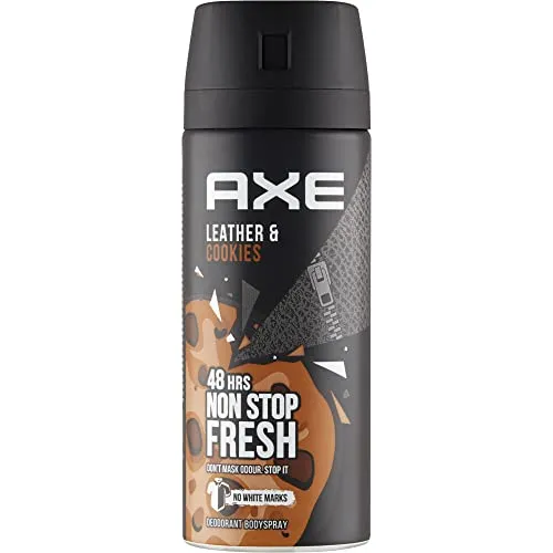 Axe Collision Leather + Cookies Deo und Bodyspray 150 ml - Deo für Männer, schützt effektiv vor Schweiß und unangenehmem Geruch, sorgt für langanhaltende Frische und ist speziell auf die Bedürfnisse der Männerhaut abgestimmt.