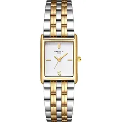 Glanzstücke München Damenuhr in Silber/Gelbgold - Elegante Damenuhr mit rechteckigem Gehäuse, präzisem Quarzwerk und strukturiertem Zifferblatt. Das individuell kürzbare Edelstahlarmband bietet perfekten Tragekomfort für jeden Anlass.