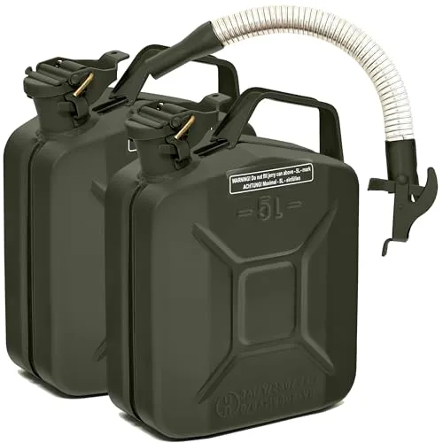 BW® Benzinkanister Metall 5 Liter mit Ausgießer - TÜV-geprüft und UN-zugelassen - Robuster 5L Metallkanister aus 0,8mm Stahl für hohe Langlebigkeit. Mit praktischem Ausgießer für einfaches Betanken. Ideal für Benzin, Diesel und 2-Takt-Gemische – perfekt für den professionellen Einsatz.
