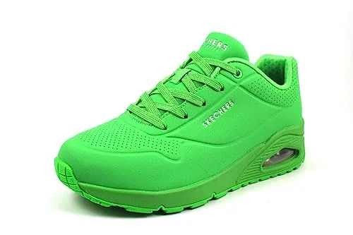 Skechers Damen Uno Stand On Air Sneakers - Grünes Durabuck Mesh, 41 EU - Damen-Sneaker mit atmungsaktivem Durabuck-Mesh für optimalen Tragekomfort und Unterstützung den ganzen Tag.