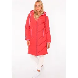 Steppjacke ZWILLINGSHERZ "Good Vibes Only" - Funktionsjacke für Damen in Rot, modisch und wärmend, mit Kapuze und praktischem Reißverschluss für lässige Spaziergänge und spontane Treffen.