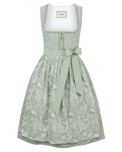 Heimatgwand Damen Karoline Dirndl, Salbei, 44 EU - Elegantes Dirndl Karoline aus 100 % Baumwolle, ideal für festliche Anlässe. Hochwertige Details und schicke Schürze sorgen für einen stilvollen Auftritt. Tradition trifft modernen Komfort!