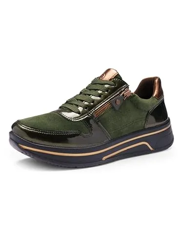 ara Damen Sapporo 3.0 Sneaker - Bequeme Weitpassform in Forest,Fango,Mocca - Damen-Sneaker mit Wechselfussbett und High Soft Bamboo für optimalen Komfort den ganzen Tag.