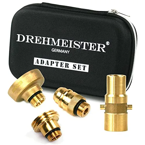 Drehmeister LPG Adapter Set M16 - extra lang - Tankadapter mit Etui - für Gasfahrzeuge - Alle Europa Autogas Adapter (M16/W21.8/extra lang)