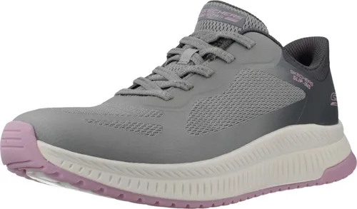 Skechers BOBS Squad 4 Damen Sneaker, Grau, 40 EU - Bequeme Sneaker mit Memory-Schaum und Slip-Ins für einfaches An- und Ausziehen. Maschinenwaschbar und ideal für den Alltag.