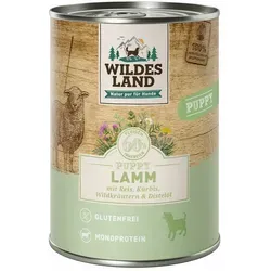 6x400 g Wildes Land Classic Puppy Nassfutter für Hunde - Lamm mit Reis