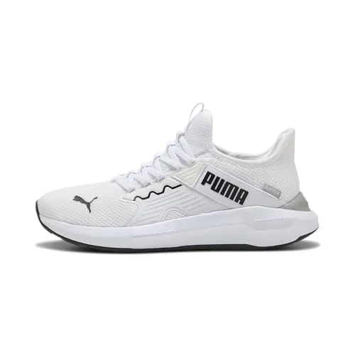 PUMA SOFTRIDE ENZO 5 Slip TECH Straßenlaufschuh - Unisex, Weiß/Schwarz/Grau, Echo, 7.5 UK - Modischer Straßenlaufschuh mit innovativer Slip-Tech-Konstruktion für einen bequemen Sitz und optimale Bewegungsfreiheit. Ideal für aktive Tage.
