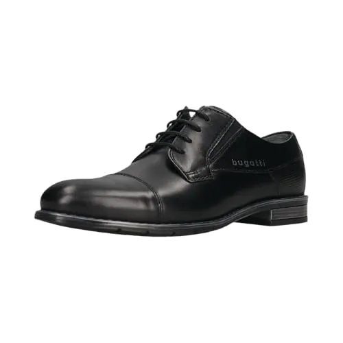 bugatti Schnürschuh aus echtem Leder in Schwarz – Größe 46 EU - Eleganter Schnürschuh aus hochwertigem Glattleder, ideal für stilvolle Anlässe. Pflegeleichtes Innenmaterial sorgt für hohen Tragekomfort.
