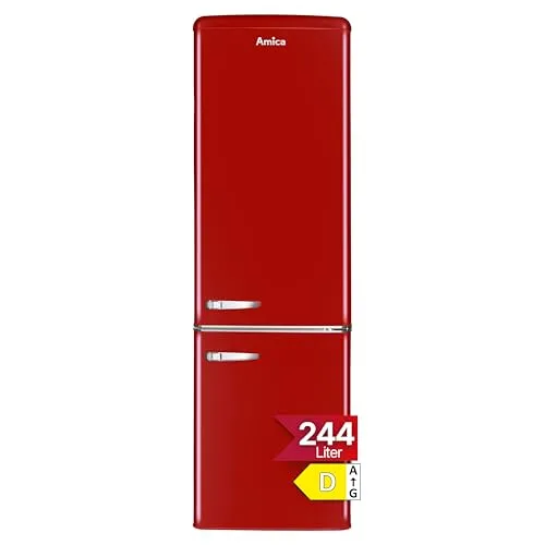 Amica Kühl/Gefrierkombi RETRODESIGN KGCR 387 101 R - Kühl-/Gefrierkombination im Retro-Design, 244 l Gesamtinhalt, automatische Abtauung und energieeffizient mit nur 162 kWh/Jahr – ideal für stilbewusste Haushalte.