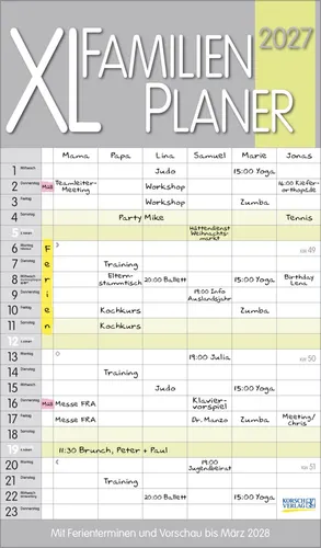 XL Familienplaner Pastell 2027 Verlag Korsch