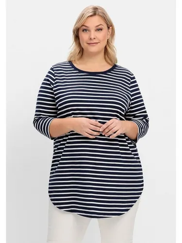 Sheego Longshirt Große Größen mit Streifen und Nacken-Reißverschluss