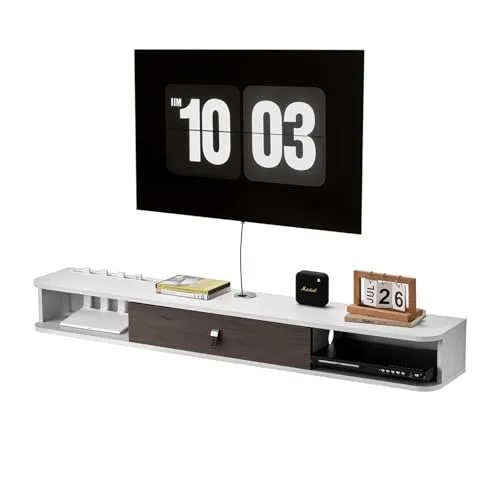 VEVOR Hängender TV Schrank mit Stauraum - TV-Halterung mit Kabelloch, 52 kg belastbar und ideal für Ordnung im Wohnzimmer – perfekt für DVD-Player und Spielekonsolen.