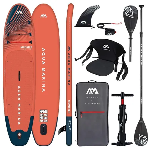 AQUA MARINA MONSTER 12'0 SUP Board aufblasbar Stand Up Paddle Kajakpaddel Sitz