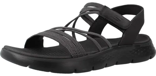 Skechers Go Walk Flex Sandal Emma Damen Sandale Schwarz - Sportive Damen Sandale mit Gummizug-Riemchen und Klettschließe. Die weiche Goga Mat Decksohle sorgt für hohen Tragekomfort. Ideal für aktive Tage im Freien.