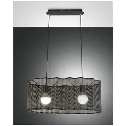 Fabas Luce Glicine Pendelleuchte E27 1X60W schwarz - Lampen, trendige Pendelleuchte in durchbrochener Metallstruktur mit Wellenoptik und 2 Jahre Garantie für höchste Qualität.