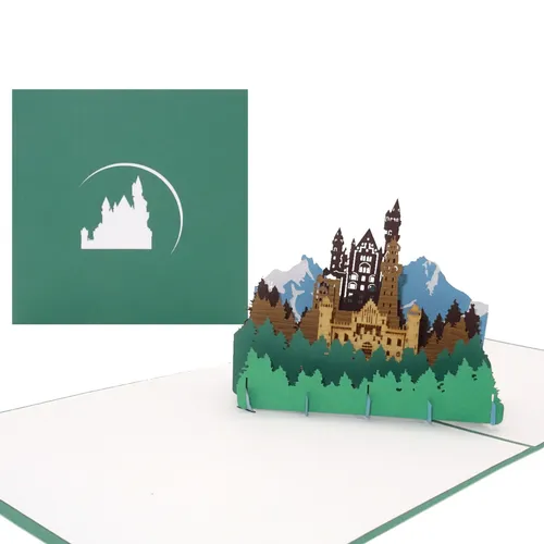 Pop Up Karte "Bergpanorama & Schloss“ 3D Grußkarte, Deutschland Souvenir