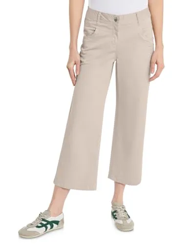 Cecil Wide Leg Hose Grain beige 31 - Stylishe Stoffhose im Loose Fit mit weitem Bein und hoher Taille. Ideal für lässige Outfits und bequem im Alltag. Die Maße bei EU-Größe 29: Innenbeinlänge 66 cm, Taillenabschluss 42 cm.