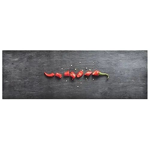 vidaXL Küchenteppich Waschbar rutschfest Küchenläufer Teppichläufer Läufer Teppich Flurteppich Küche Bodenmatte Fußmatte Peperoni 60x300cm