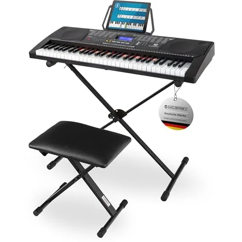 McGrey Home-Keyboard LK-6150 - Einsteiger-Keyboard mit 61 Leuchttasten - Keyboards mit 255 Sounds und Rhythmen, inkl. Ständer, Keyboardbank und Notenhalter - ideal für Einsteiger und Musikliebhaber.