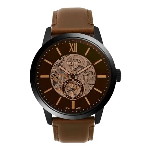 FOSSIL Herrenuhr Townsman Automatik Uhr ME3155 - Hochwertige Armbanduhr für Herren mit klassischem Design, mechanischem Uhrwerk und 50 m Wasserdichtigkeit – perfekt für den stilbewussten Mann.