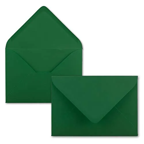 25x Briefumschläge B6-17,5 x 12,5 cm - Dunkel-grün - Nassklebung mit spitzer Klappe - 120 g/m² - Für Hochzeit, Gruß-Karten, Einladungen