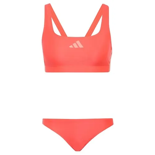 adidas Damen 3 Stripes V-Back Bikini Swimwear, Solar Turbo/Frozen Turbo, Größe 32 - Stylischer Bikini mit einzigartigem V-Back-Design, ideal für den Sommer. Perfekt für den Strand oder das Schwimmbad.