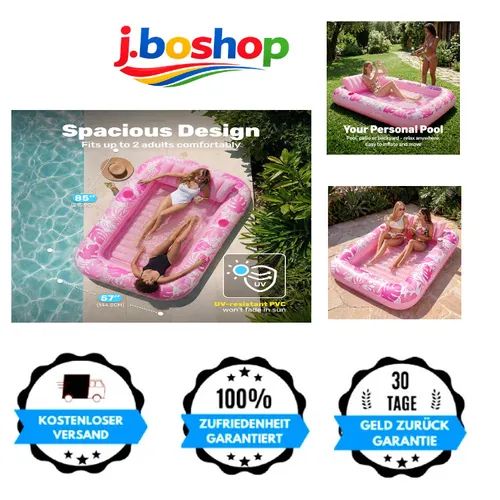 SLOOSH Aufblasbare Tanning Pool – Extra große Sonnenliege - Genießen Sie den Sommer mit der SLOOSH aufblasbaren Sonnenliege (85" x 57"), ideal für bis zu 2 Personen. Mit abnehmbarer Kopfstütze und zwei Getränkehaltern ist sie der perfekte Begleiter für entspannte Stunden am Wasser.