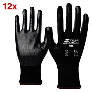 NITRAS SAFETY unisex Arbeitshandschuhe 3500 schwarz Größe 6, 12 Paar