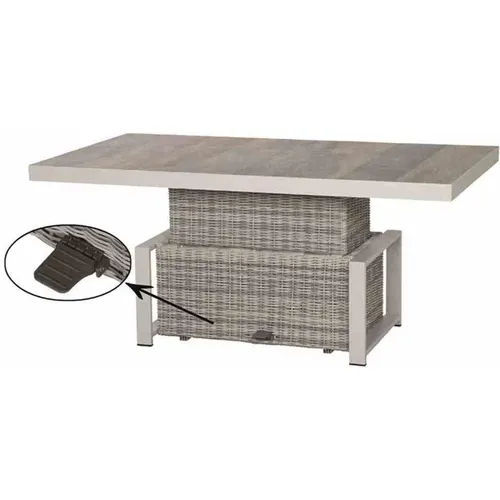 Siena Garden Lifttisch Corido - Rechteckiger, höhenverstellbarer Gartentisch für 6 Personen mit eleganter Keramikplatte in washed grey – ideal für gesellige Zusammenkünfte im Freien.