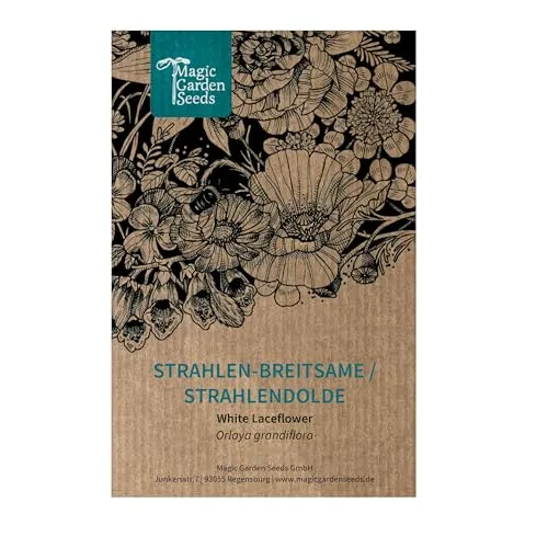 Magic Garden Seeds - Strahlendolde, Strohlen-Breitsame Saatgut - Orlaya grandiflora ca. 50 Samen | Einjährige Wildblume mit filigranen Doldenblüten | Ideal für naturnahe Gärten | Pflegeleicht