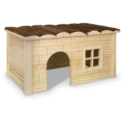 Nobby WOODLAND Nager-Holzhaus "HANNI" - 40 x 23 x 20 cm, aus naturbelassenem Tannenholz, ideal für Meerschweinchen und Hamster