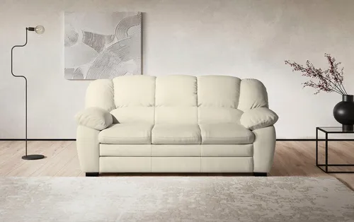 3-Sitzer-Sofa Biscuit - Kunstleder Couch für Wohnlandschaften - Sofas & Sessel, elegantes creme/beige Kunstleder, ideal für gemütliche Wohnzimmer mit viel Platz.